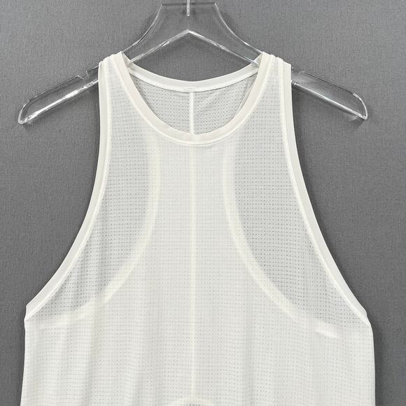 LULULEMON Racerback Tank Top Womens 6 White Tie Back Workout Running Mesh Knit - Picture 4 of 11
